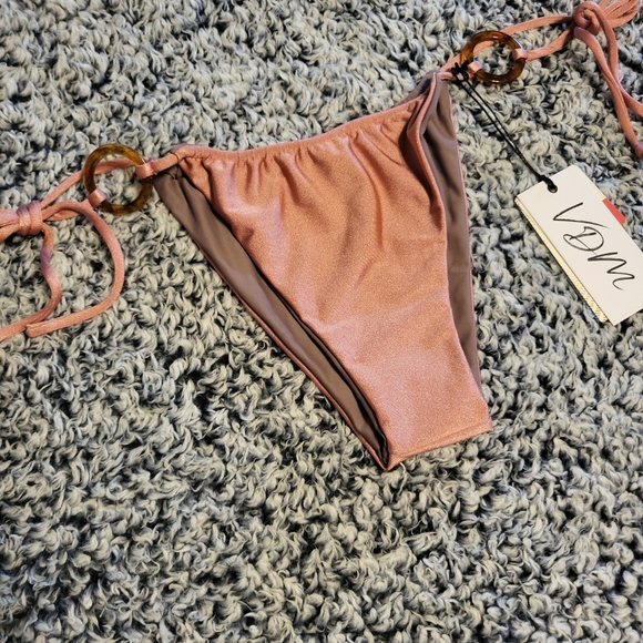 VDM The Label Ziggy Reversible Bikini Bottoms - Metallic/Matte Pink Rose - M - Picture 16 of 16